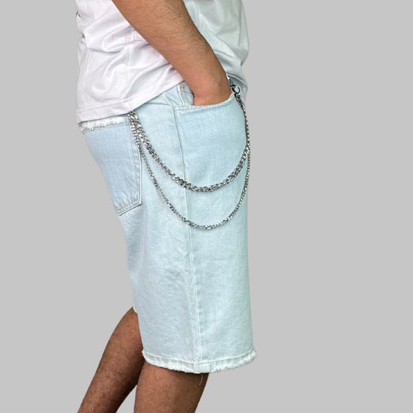 Pantaloncini Denim con Catena