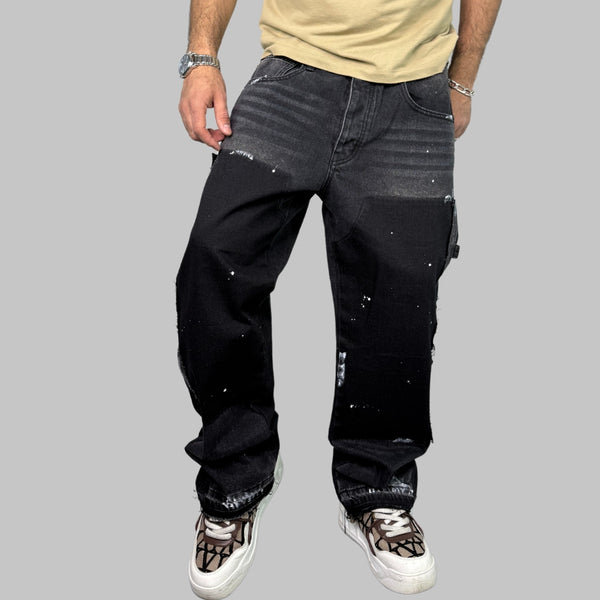 Pantaloni Paint Splash Black
