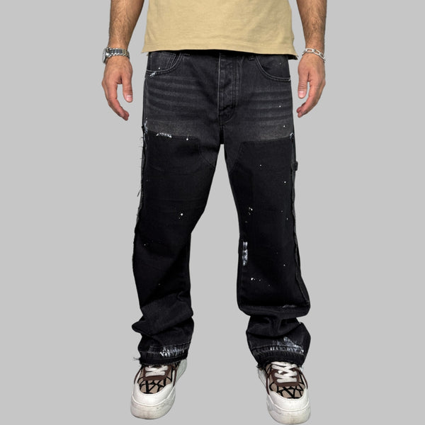 Pantaloni Paint Splash Black